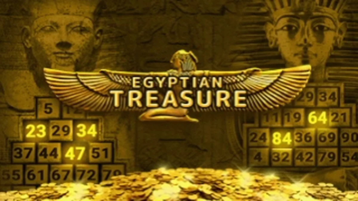Interface do jogo de slot Egyptian Treasure com temática egípcia